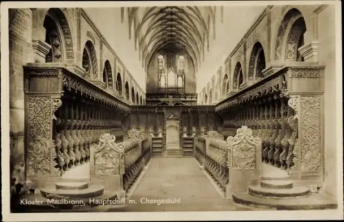 Ak Maulbronn im Schwarzwald, Kloster, Hauptschiff mit Chorgestühl
