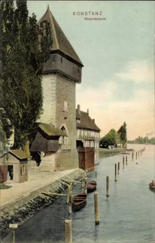 Ak Konstanz am Bodensee, Rheintorturm
