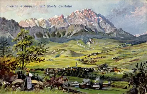 Ak Cortina d'Ampezzo Veneto, Gesamtansicht mit Cristallo