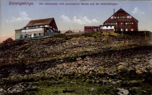 Ak Malá Úpa Kleinaupa Riesengebirge Region Königgrätz, Schneekoppe, böhmische und preußische Baude