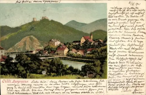 Ak Celje Cilli Untersteiermark Slowenien, Burgruine Obercilli