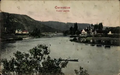Ak Černošice Cernositz Mittelböhmen, Panorama, Fluss