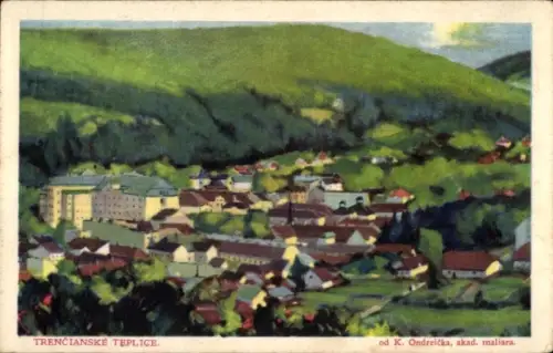 Künstler Ak Trenčianske Teplice Trentschin Teplitz Slowakei, Panorama