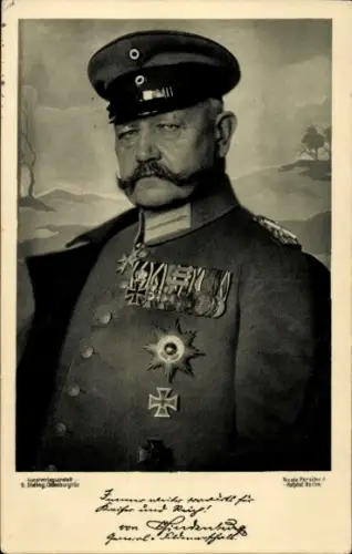 Ak Generalfeldmarschall Paul von Hindenburg, Portrait, Uniform, Orden