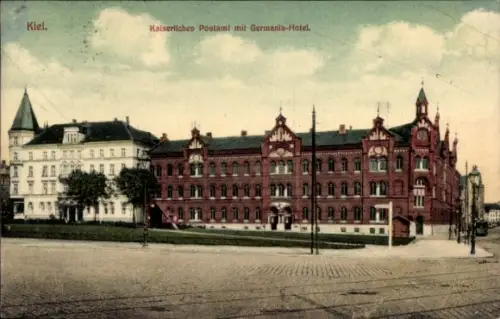 Ak Kiel, Kaiserliches Postamt mit Germania-Hotel