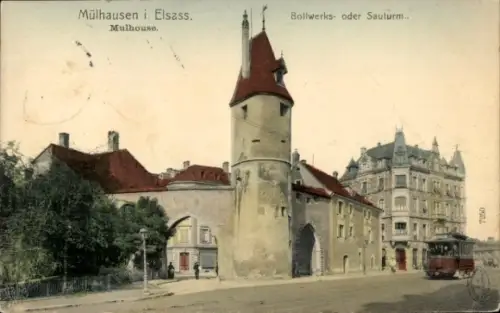 Ak Mulhausen Mühlhausen Elsass Bas Rhin, Bollwerks- und Sauturm