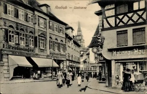 Ak Ansbach in Mittelfranken Bayern,  Uzstrasse, Geschäft L. Preissinger, Johann Röttenbacher