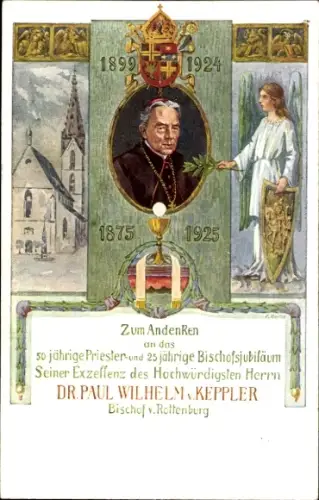 Litho Dr. Paul Wilhelm von Keppler, Bischof von Rottenburg,Priester- u. 25jähriges Bischofsjubiläum