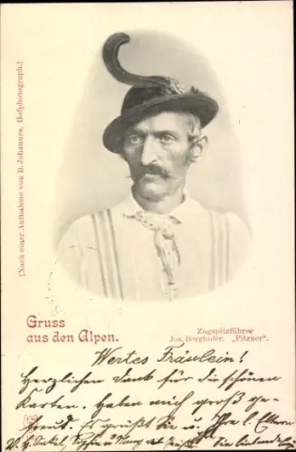Ak Zugspitzführer Jos. Berghofer, Pitzner, Portrait