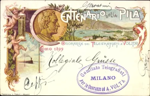 Litho Physiker Alessandro Volta, Engel