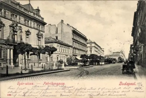Ak Budapest Ungarn, Fabrikengasse