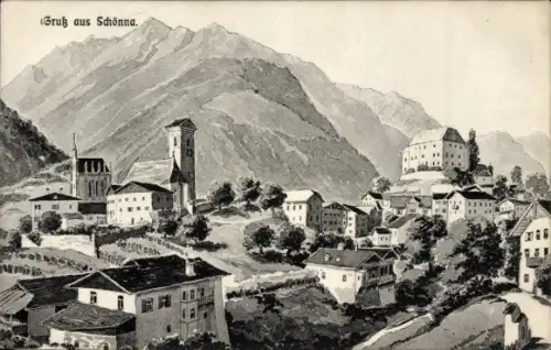Ak Schenna Scena Schönna Südtirol, Gesamtansicht