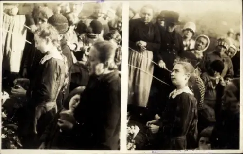 Foto Ak Menschengruppe, Betendes Mädchen