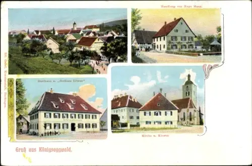 Ak Königseggwald in Württemberg, Handlung Hugo Manz, Gasthaus zum Goldnen Löwen, Kirche, Kloster