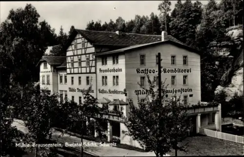 Ak Rosenthal Bielatal Sächsische Schweiz, Mühle Brausenstein, Kaffee, Fremdenheim, Konditorei