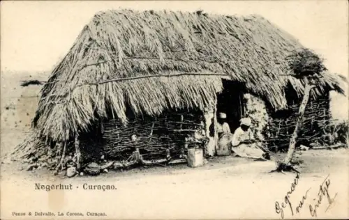 Ak Curaçao, Einheimische, Wohnhaus, Strohdach