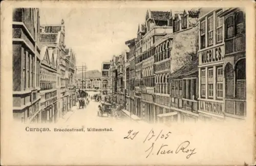 Ak Willemstad Curaçao Niederländische Antillen Karibik, Bredestraat