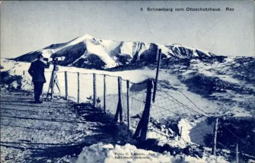 Ak Schneeberg vom Ottoschutzhaus, Rax, Ausblick