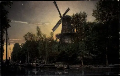 Ak Utrecht Niederlande, Windmühle, Molen de Rijn en de Zon