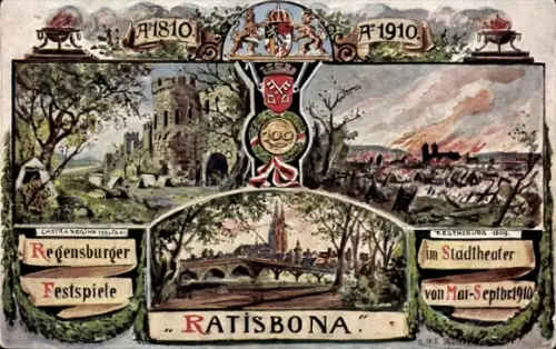 Künstler Ak Regensburg an der Donau Oberpfalz, Festspiele 1910, Ratisbona
