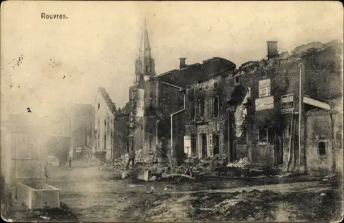 Ak Rouvres Seine et Marne, Kriegszerstörung 1. WK