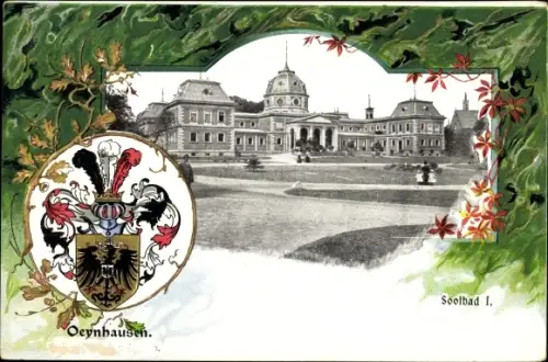 Präge Wappen Passepartout Ak Bad Oeynhausen in Westfalen, Sollbad I., Eichenlaub