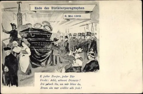 Künstler Ak Orschwiller Orschweiler Elsass Bas Rhin, Ende d. Diktaturparagraphen 1902, Hohkönigsburg