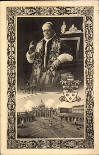 Ak Vatikan Rom Lazio, Petersdom, Petersplatz, Papst Pius XI., Achille Ambrogio Damiano Ratti