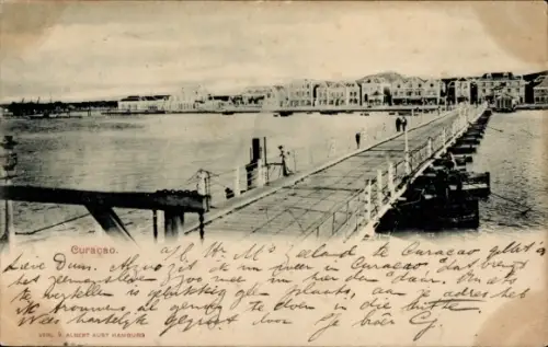 Ak Curaçao Niederländische Antillen Karibik, Blick von der Schiffbrücke