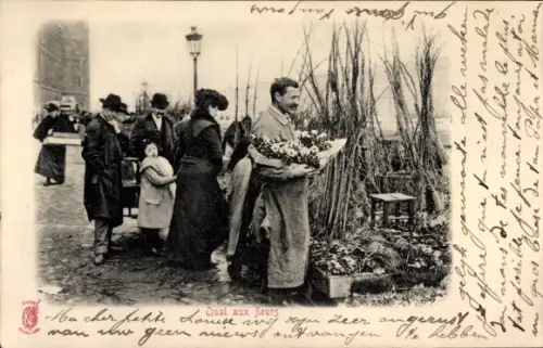Ak Paris, Blumenquai, Blumenhändler