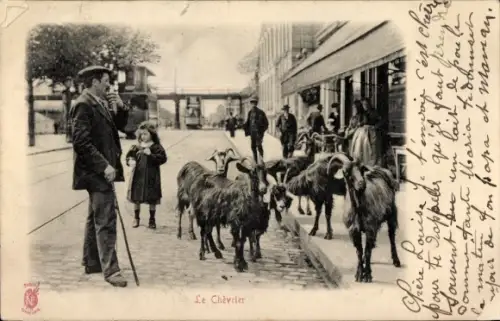 Ak Paris, Ziegenherde in einer Straße