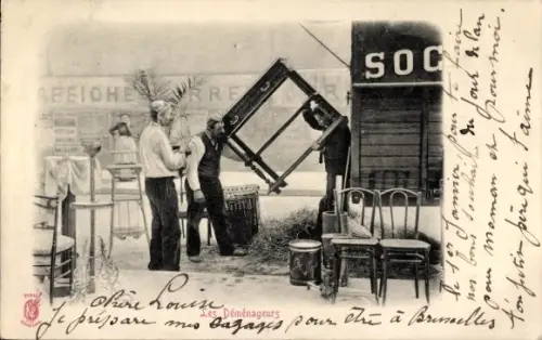 Ak Paris, Möbelträger, Umzugsunternehmen