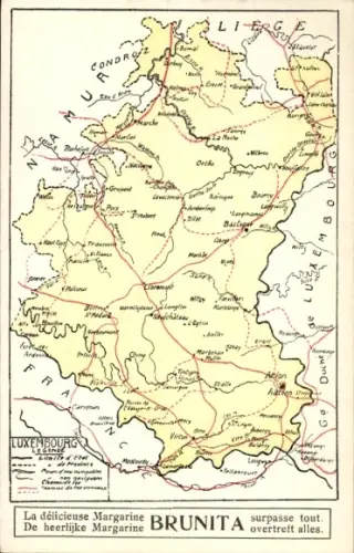 Landkarten Ak Provinz Luxemburg Belgien, Reklame Margarine Brunita