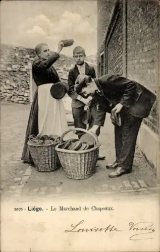 Ak Liège Lüttich Wallonien, Huthändler mit Waren