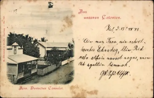 Ak Apia Samoa, Deutsches Konsulat, Kolonie