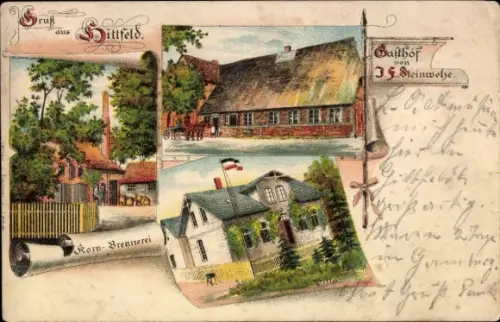 Litho Hittfeld Seevetal in Niedersachsen, Gasthof, Korn Brennerei