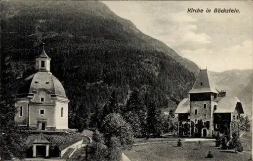 Ak Böckstein Bad Gastein in Salzburg, Kirche mit Kuppel, schlossähnliches Gebäude, Bergwald, Weg 