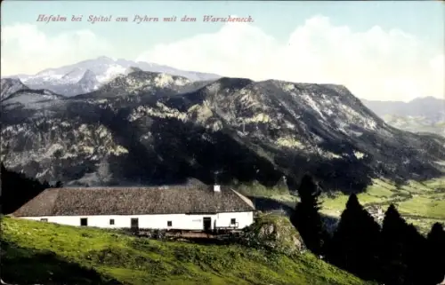 Photochromie Spital am Pyhrn in Oberösterreich, Hofalm mit dem Warscheneck