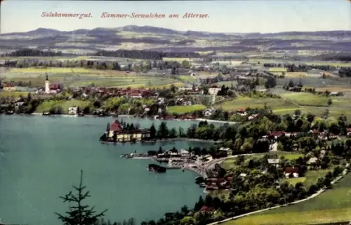 Photochromie Seewalchen am Attersee in Oberösterreich, Gesamtansicht