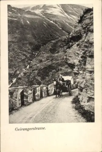 Ak Geiranger Norwegen, Kutsche auf der Geirangerstrasse