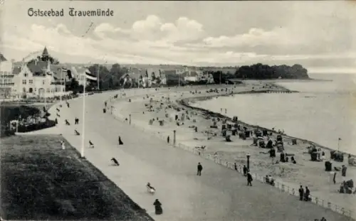 Ak Travemünde Lübeck, Strandpromenade, Panorama