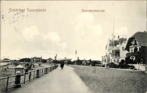 Ak Ostseebad Travemünde Lübeck, Ostseebad  Strandpromenade