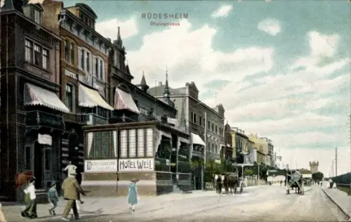 Ak Rüdesheim am Rhein,  Rheinstrasse, Hotel Weil