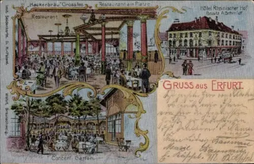 Ak Erfurt in Thüringen, Hotel Rheinischer  Hof, Innenansicht