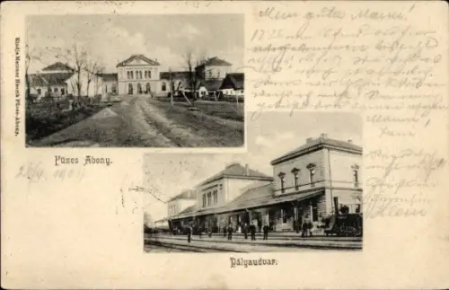 Ak Füzesabony Ungarn, Teilansicht, Bahnhof Gleisseite