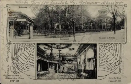 Ak Erfurt in Thüringen, Kolonnade, Restaurant Flora, Festsaal, Konzert- und Ballsaal, Erfurt