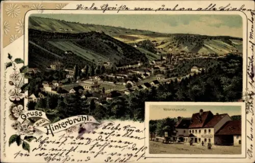 Litho Hinterbrühl in Niederösterreich, Gesamtansicht, Gasthaus Höldrichsmühle