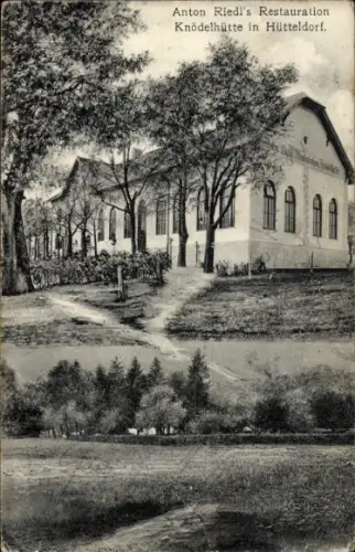 Ak Wien 14 Penzing Hütteldorf, Restauration Knödelhütte, Inh. Anton Riedl