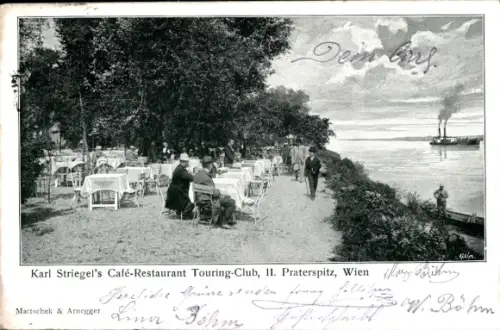 Ak Wien 2 Leopoldstadt, Prater, Karl Striegel's Café-Restaurant Touring-Club, Praterspitz