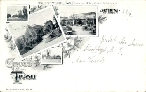 Ak Wien, Wallners Meierei Tivoli nächst dem Lustschloss Schönbrunn